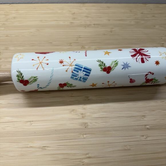 World market earthenware Christmas rolling pin. “all The trimmings” Ceramic - Picture 2 of 4